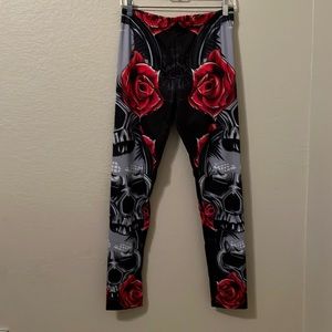 Black and red skull leggings.